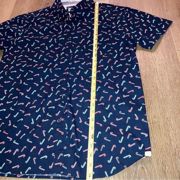 Men's Christmas Navy Blue Candy Cane Print Shirt Size Medium | Holidays - Picture 8 of 10